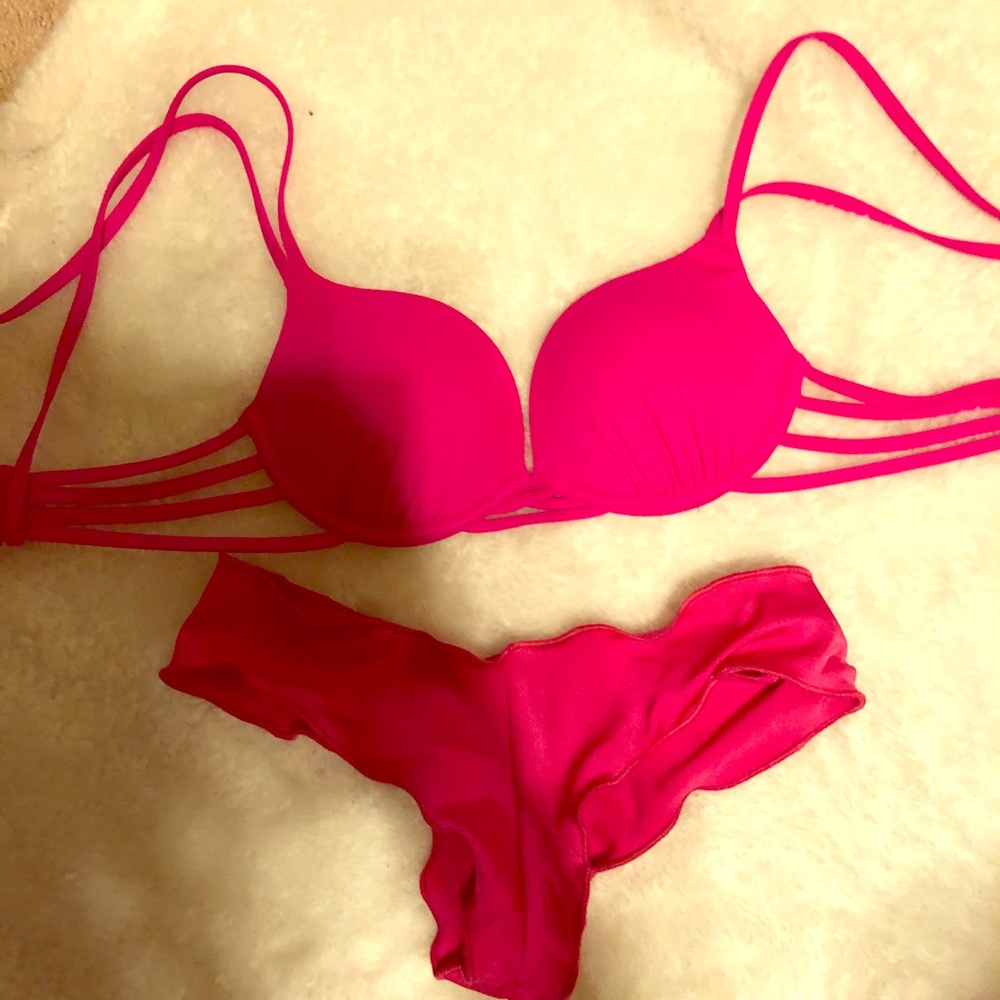 Hot pink bathing suit